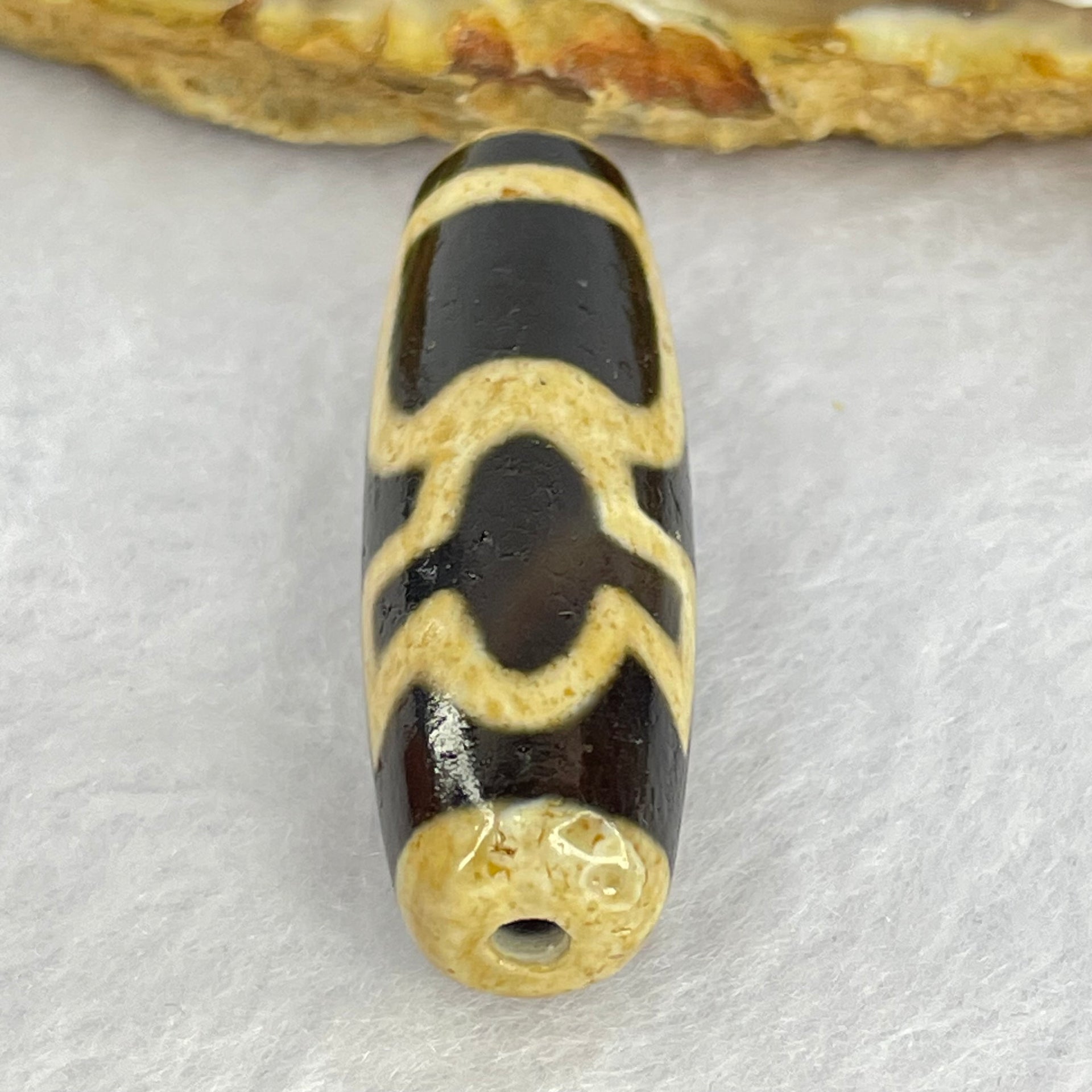 Natural Powerful Tibetan Old Oily Agate Cai Shen with Moon Sun Star Dzi Bead Heavenly Master (Tian Zhu) 财神长天珠 9.09g 37.5 by 12.6mm - Huangs Jadeite and Jewelry Pte Ltd