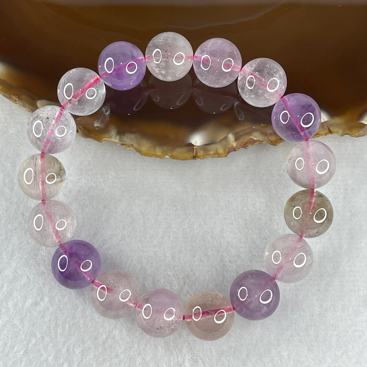Certified Above-Average Grade Natural Super 7 Crystal Beads Bracelet | Masterpiece High-Mass Trophy Strand | Authentic Sacred Seven Multi-Mineral Inclusions Quartz Spiritual Catalyst & Auric Shield Bracelet (43.62g | 17cm Length | 12.4mm | 17 Beads)
