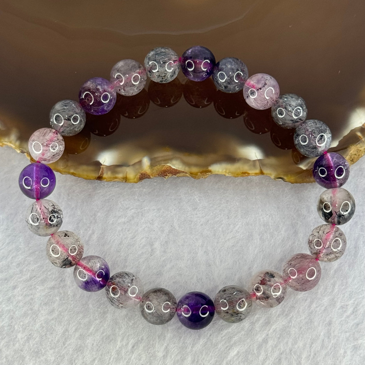 Natural Super 7 Beads Bracelet 17.50g 15.5cm 8.5mm 23 Beads - Huangs Jadeite and Jewelry Pte Ltd