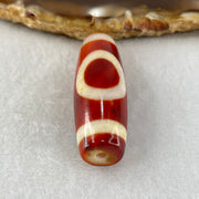 Natural Powerful Tibetan Old Oily Red White Agate One Eye Earth Element Dzi Bead Heavenly Master (Tian Zhu) 一眼土元素天珠 10.09g 37.4 by 13.2mm - Huangs Jadeite and Jewelry Pte Ltd