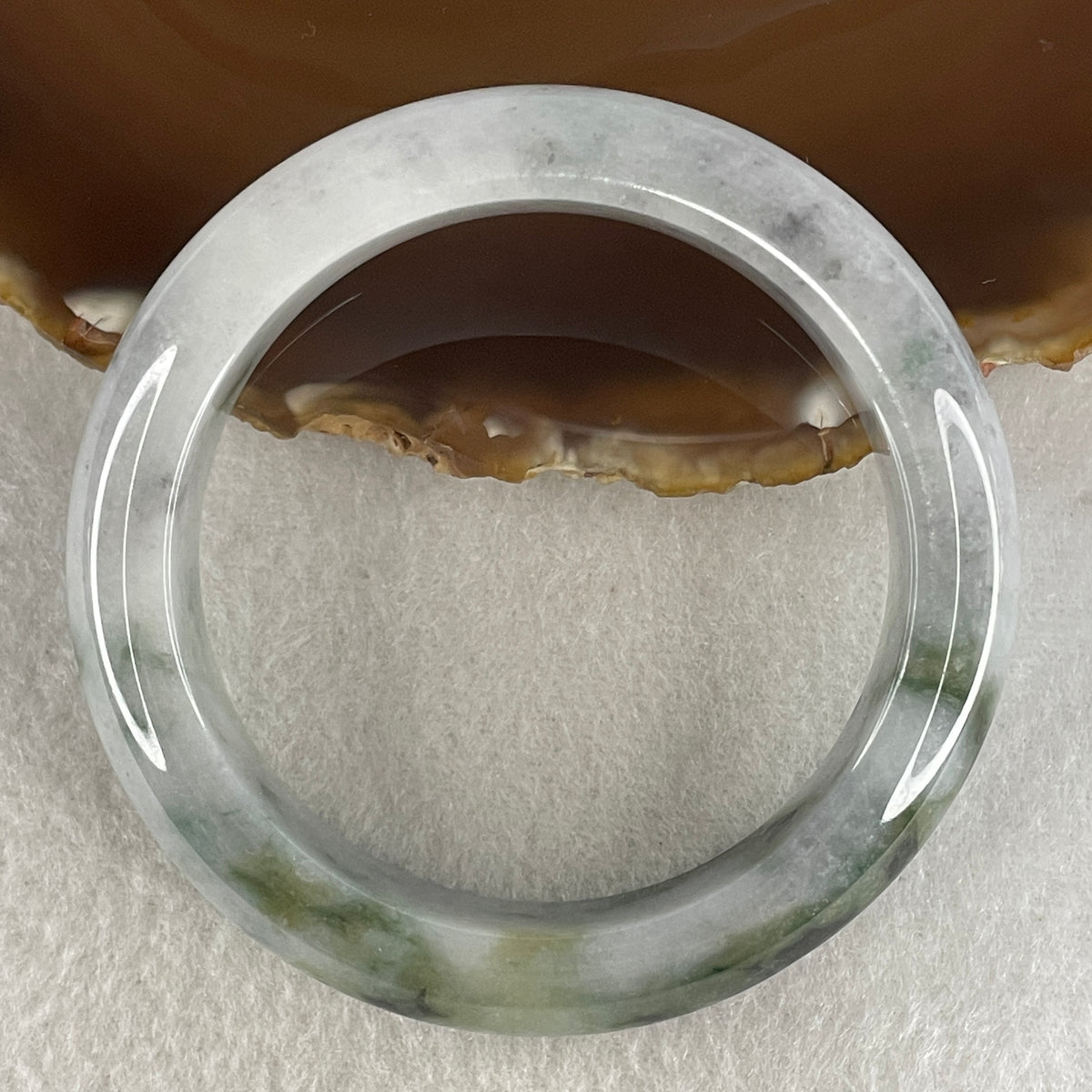 Natural Type Lavender with Wuji Grey and Dark Green Piao Hua Jadeite Bangle 70.71g Inner Diameter 55.4mm 14.0 by 9.5mm (Slight External Rough) - Huangs Jadeite and Jewelry Pte Ltd