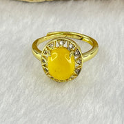 Natural Butterscotch Amber in  S925Sliver Gold Color Ring (Adjustable Size) 2.83g 9.9 by 7.9 by 4.0mm - Huangs Jadeite and Jewelry Pte Ltd