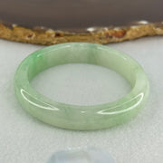 Type A Semi Icy Bright Green Jadeite Oval Bangle Internal Diameter 54.4mm 40.37g 11.3 by 8.4mm (Slight Internal Lines) - Huangs Jadeite and Jewelry Pte Ltd