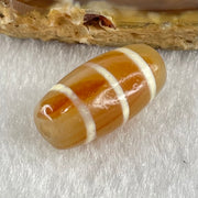 Natural Powerful Tibetan Old Oily Agate 3-Lines Dzi Bead Heavenly Master (Tian Zhu) 三行天诛 3.23g 20.1 by 10.4mm - Huangs Jadeite and Jewelry Pte Ltd