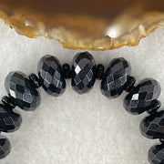 Type A Opaque Black Omphacite Jadeite Faceted Donut Ping An Kou Shape Beads Bracelet 59.39g 15cm 14.3mm 19 Beads - Huangs Jadeite and Jewelry Pte Ltd