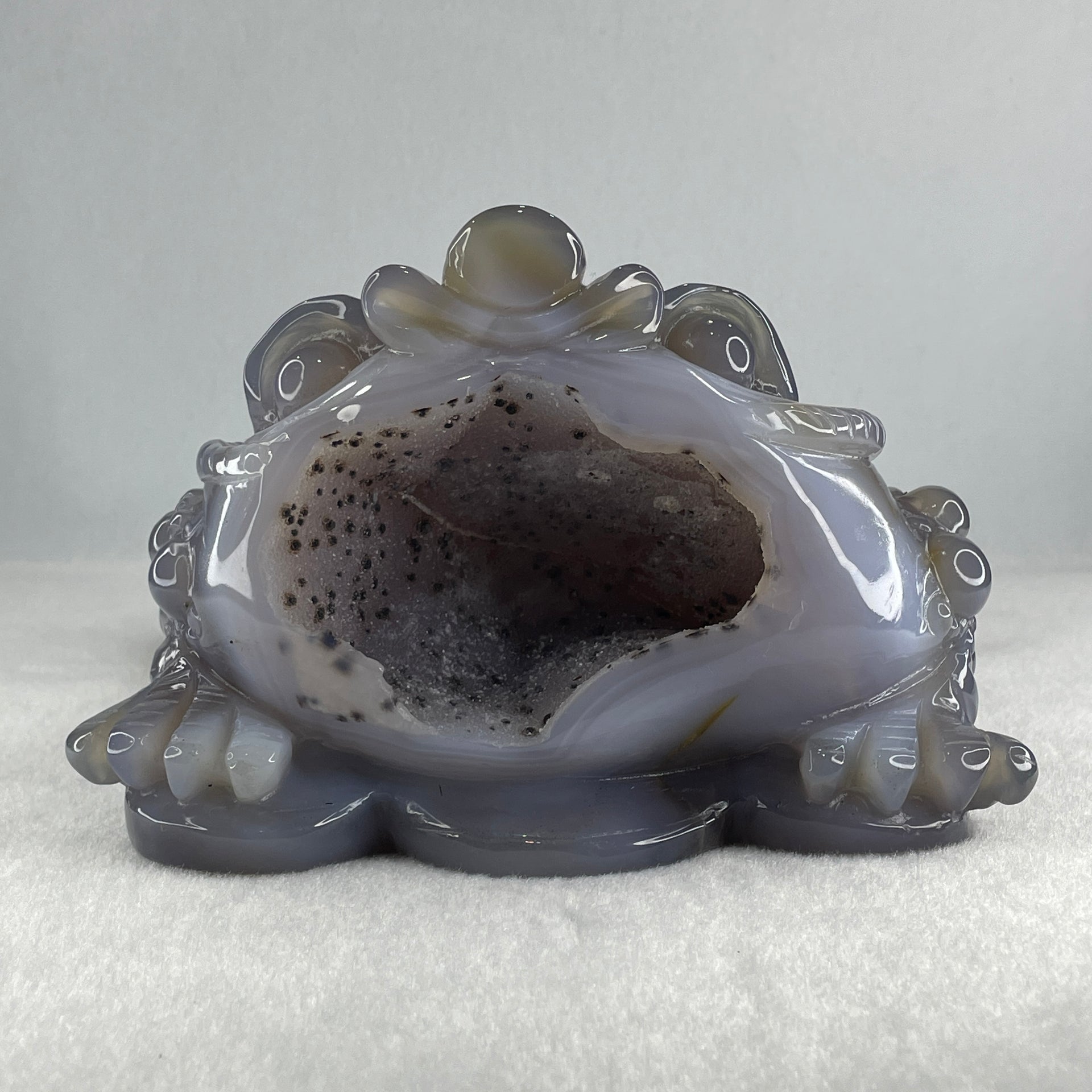 Natural Jelly Purpleish Wuji with White Agate with Crystal 3 Legged Toast Display 1,214.2g 155.0 by 90.0 by 100.0mm - Huangs Jadeite and Jewelry Pte Ltd