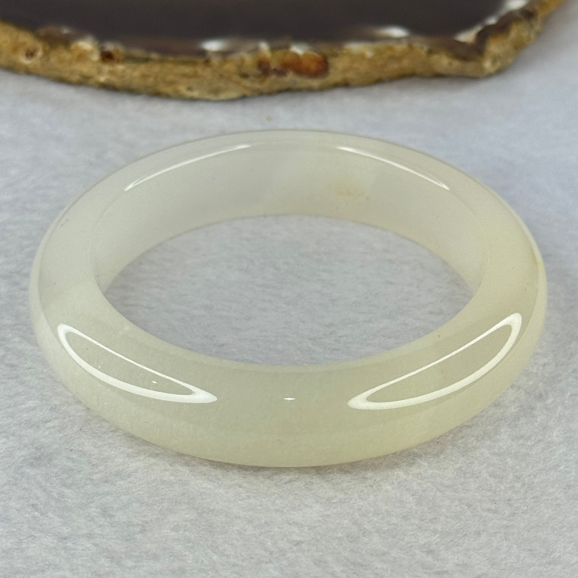 White Quartzite Jade Bangle 天山玉手镯 Internal Diameter 55.6mm 63.79g 14.2 by 10.3mm - Huangs Jadeite and Jewelry Pte Ltd