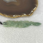 Type A Sky Blue Jadeite Dragon Brush Pendent 24.09g 110.5 by 21.0 by 8.5 mm - Huangs Jadeite and Jewelry Pte Ltd