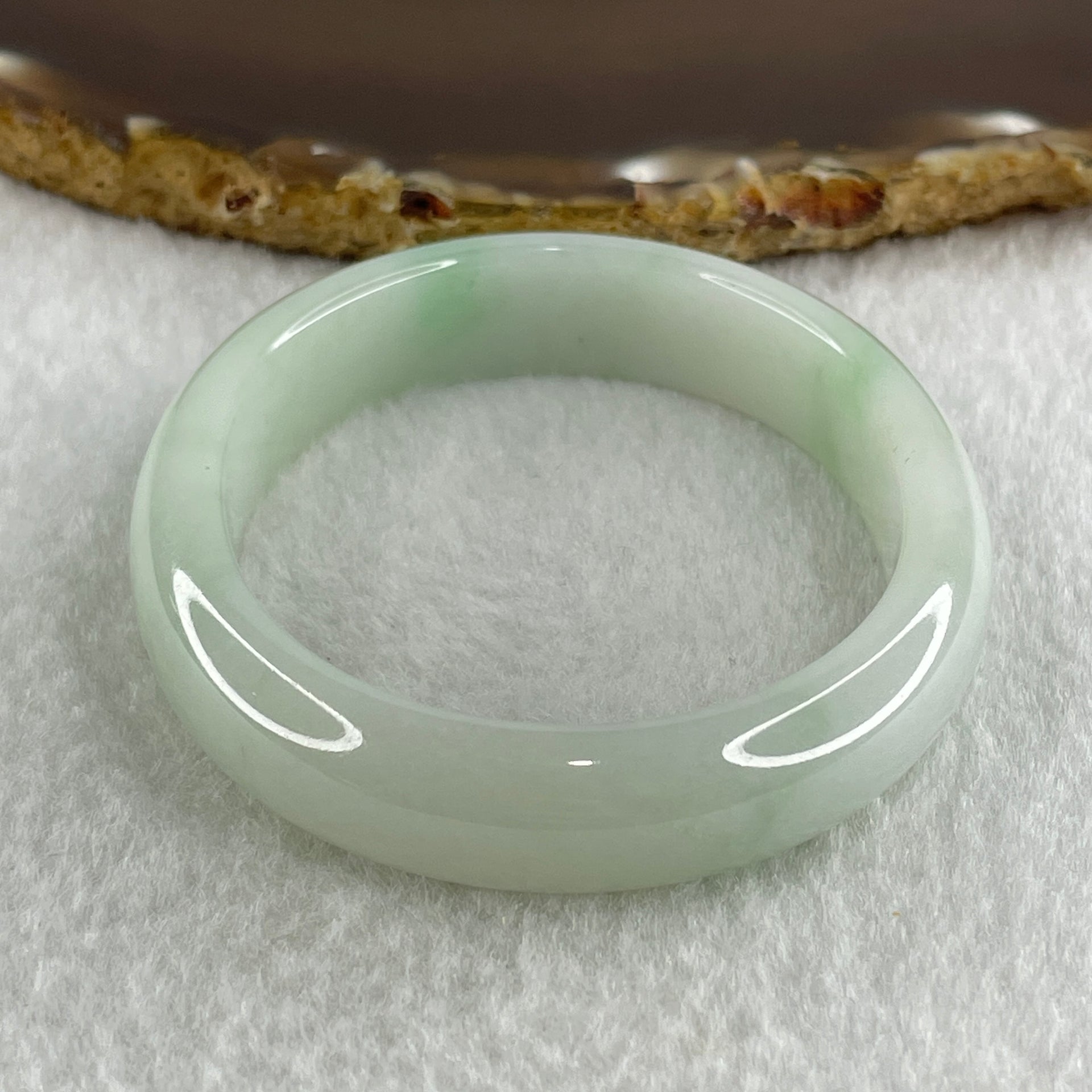 Type A Natural Light Green Faint Lavender with Emerald Green Patches Jadeite Oval Bangle 40.95g Inner Diameter 53.7mm 12.2 by 7.0mm (Internal Line) - Huangs Jadeite and Jewelry Pte Ltd
