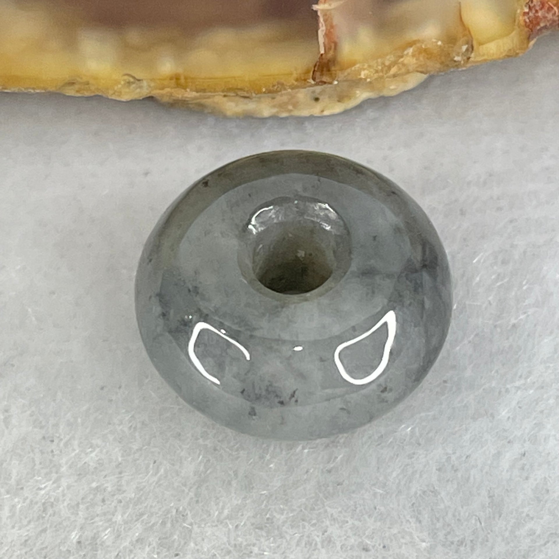 Type A Green Light Lavender With Wuji Grey Piao Hua Jadeite Ping An Kou Charm/Pendant 2.42g 13.3 by 7.1mm - Huangs Jadeite and Jewelry Pte Ltd