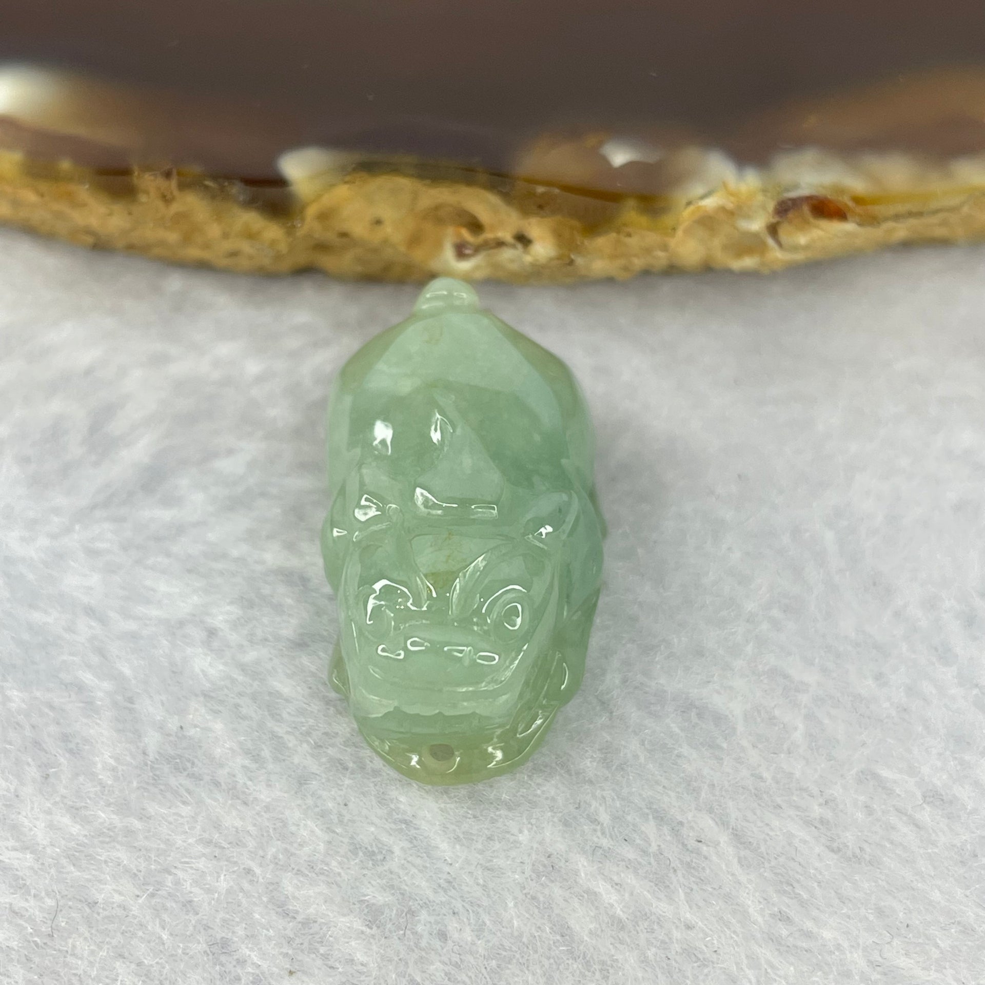 Type A Jelly Light Green Jadeite Pixiu Pendent A货浅绿色翡翠貔貅牌 7.46g 23.0 by 14.0 by 13.5 mm - Huangs Jadeite and Jewelry Pte Ltd