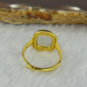 Natural Green Amber with Milk Inclusions in S925 Sliver Gold Color Ring (Adjustable Size) 2.17g 90.0 by 4.0mm - Huangs Jadeite and Jewelry Pte Ltd