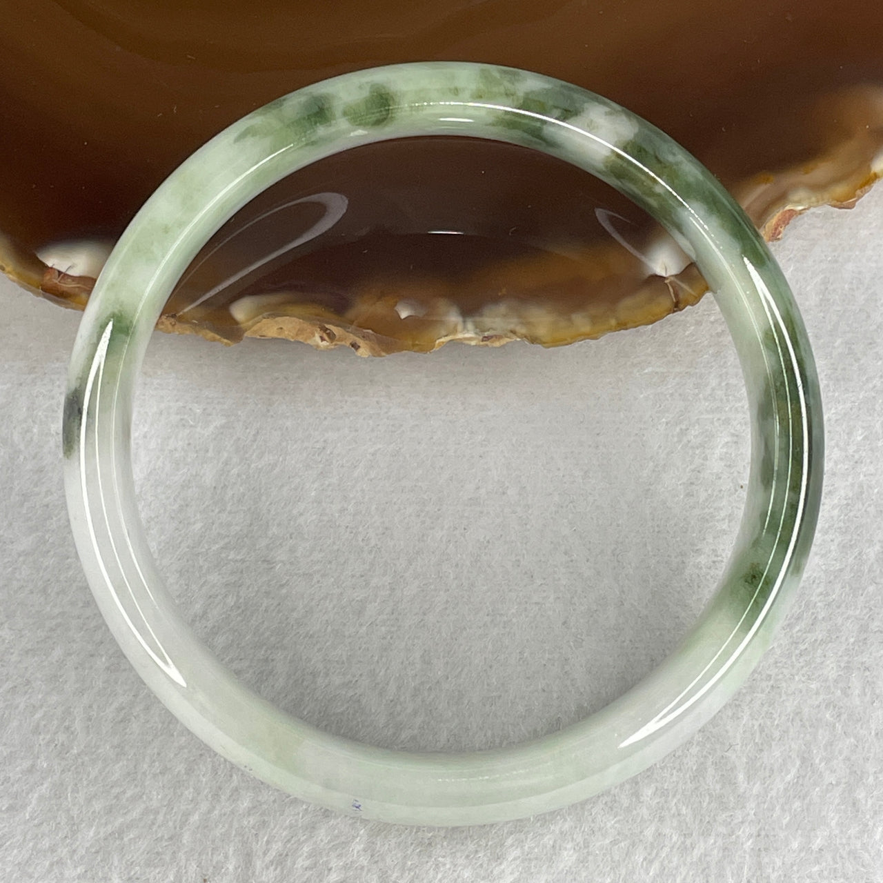 Genuine Type A Jadeite Bangle 59.9mm Inner Diameter - Light Green Jade with Dark Moss Green Floating Flowers (Piao Hua) - 45.36g Natural Jadeite Jewelry 12.5x6.6mm (Slight Internal Lines)