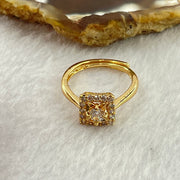 Colourless Cubic Zirconia with Crystals In AU750 Plated In Gold Color Sliver Ring (Adjustable Size) 2.56g 3.6 by 3.6 by 2.0mm - Huangs Jadeite and Jewelry Pte Ltd