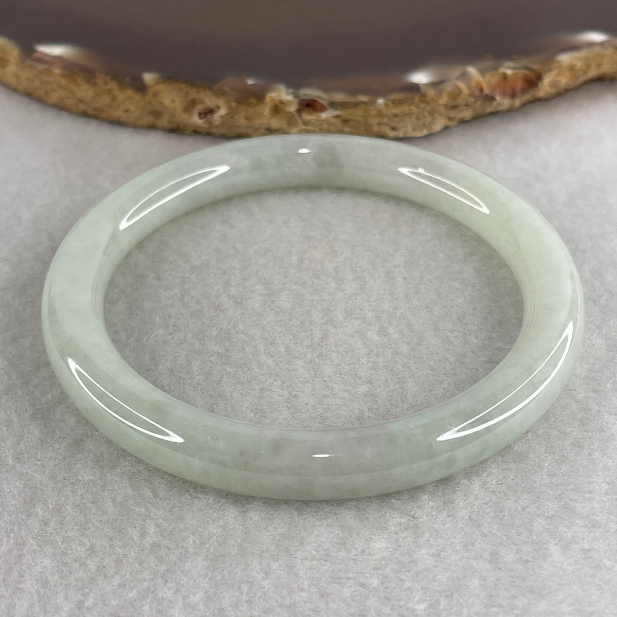Natural Type A Light Green Jadeite Full Round Bangle | 55.6mm Yuan Tiao (33.96g 8.0x7.9mm | Perfect Grade | Imperial Wholeness & Heart Vitality) - Huangs Jadeite and Jewelry Pte Ltd