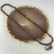 Natural Dark Brownish Yellow Flower Amber Beads Necklace 天然花珀项链 12.58g 58cm 6.6mm 109 Beads - Huangs Jadeite and Jewelry Pte Ltd