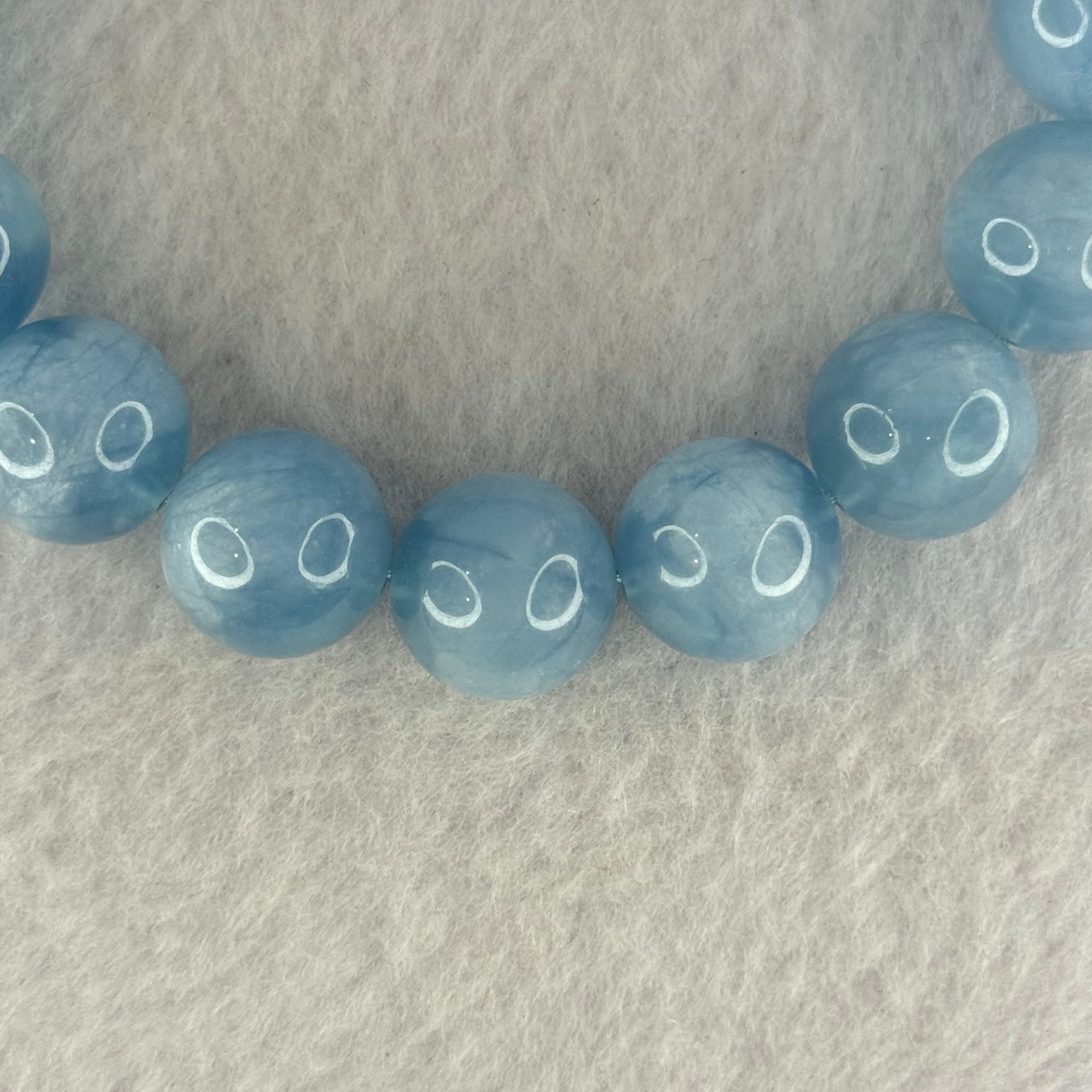 Natural Aquamarine Beads Bracelet 42.45g 18cm 13.2mm 16 Beads - Huangs Jadeite and Jewelry Pte Ltd