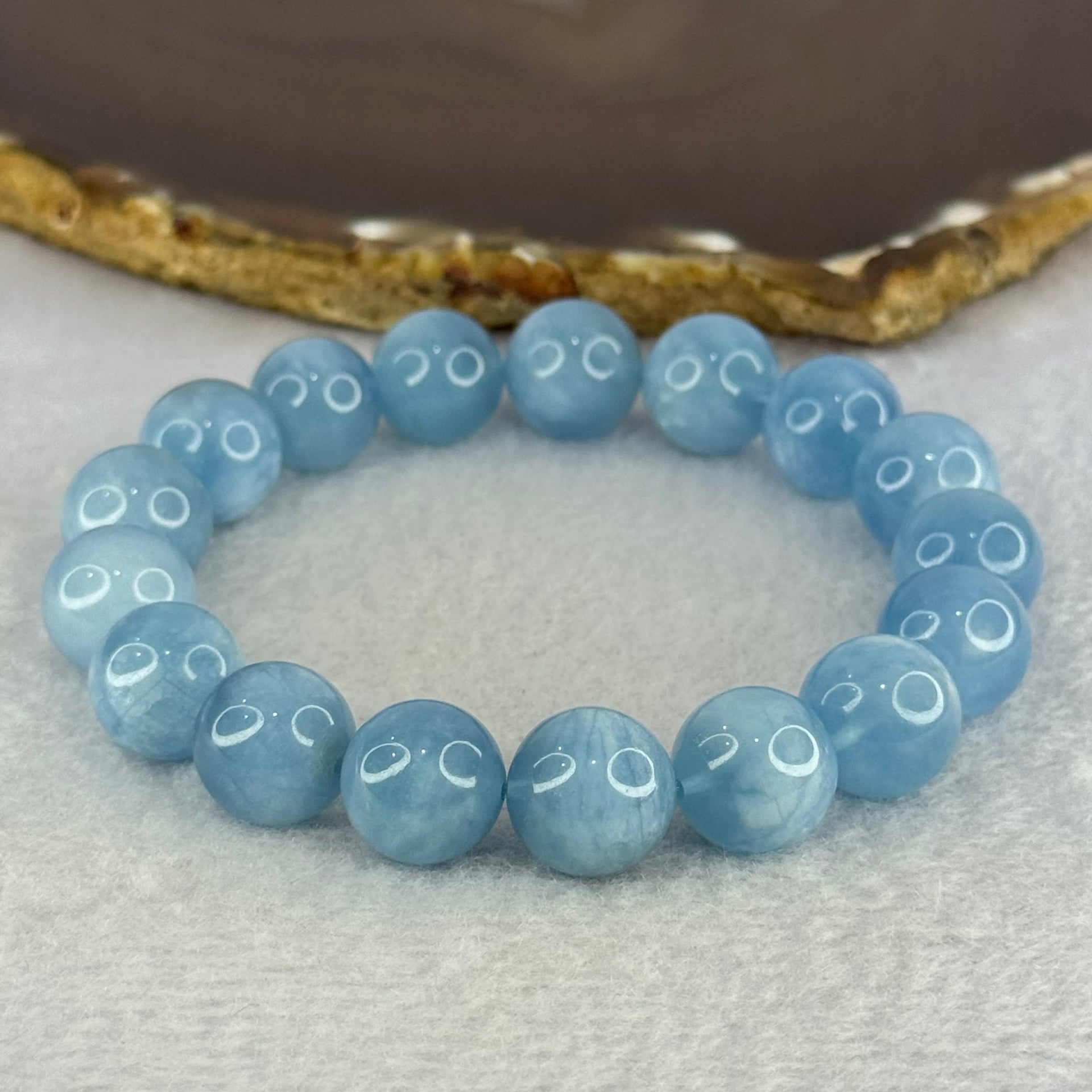 Natural Aquamarine Beads Bracelet 48.94g 19cm 12.9mm 17 Beads - Huangs Jadeite and Jewelry Pte Ltd