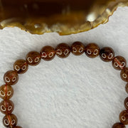 Natural Copper Rutilated Quartz Beads Bracelet 天然銅髮晶手镯 16.22g 16cm 7.9mm 25 Beads - Huangs Jadeite and Jewelry Pte Ltd