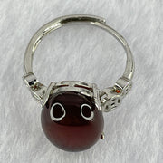 Natural Red Amber in S925 Sliver Ring (Adjustable Size) 2.57g 13.8 by 10.9 by 6.0mm - Huangs Jadeite and Jewelry Pte Ltd