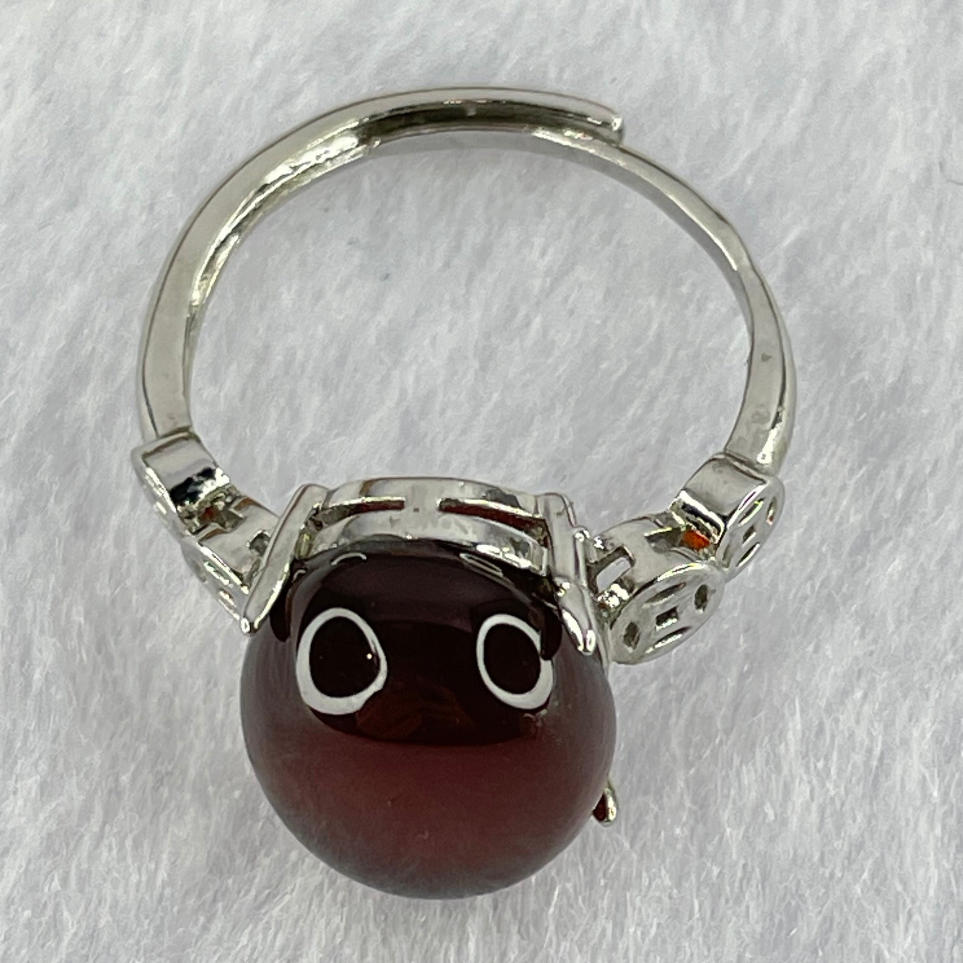 Natural Red Amber in S925 Sliver Ring (Adjustable Size) 2.57g 13.8 by 10.9 by 6.0mm - Huangs Jadeite and Jewelry Pte Ltd