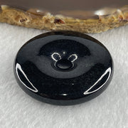 Type A Opaque Black Omphacite Jadeite Ping An Kou Donut Pendant 28.29g 40.1 by 8.5mm - Huangs Jadeite and Jewelry Pte Ltd
