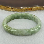 Type A Light with Apple Green Jadeite Bangle 33.24g Internal Diameter 54.3mm 11.5 by 6.4mm (Very Slight External Rough) - Huangs Jadeite and Jewelry Pte Ltd