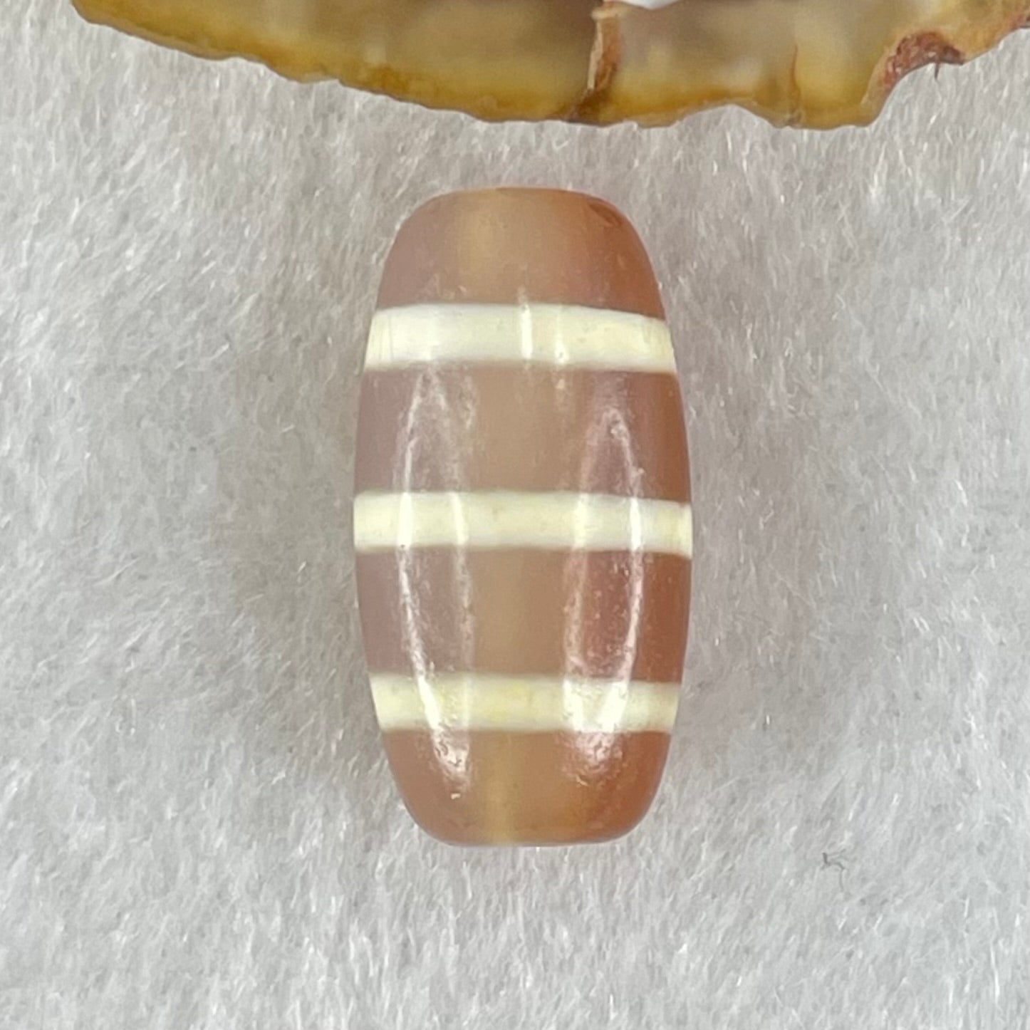 Natural Powerful Tibetan Old Oily Agate 3-Lines Dzi Bead Heavenly Master (Tian Zhu) 三行天诛 3.19g 20.1 by 10.4mm - Huangs Jadeite and Jewelry Pte Ltd