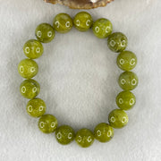 Natural Green Serpentine Jade Beads Bracelet 天然山由玉手链 52.89g 18cm 13.5mm 17 Beads - Huangs Jadeite and Jewelry Pte Ltd