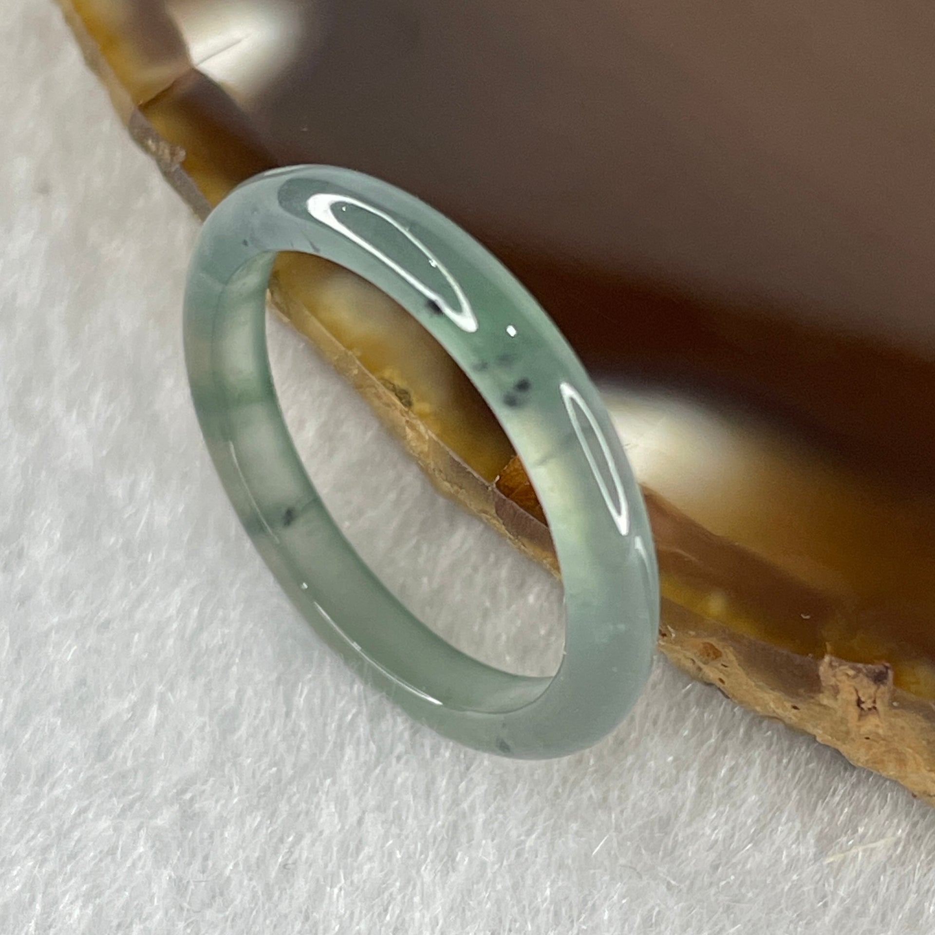 Natural Type A Semi Icy Blueish Green Jadeite Ring 1.06g 2.9 by 2.4mm US5.5 HK11.8 (Perfect) - Huangs Jadeite and Jewelry Pte Ltd