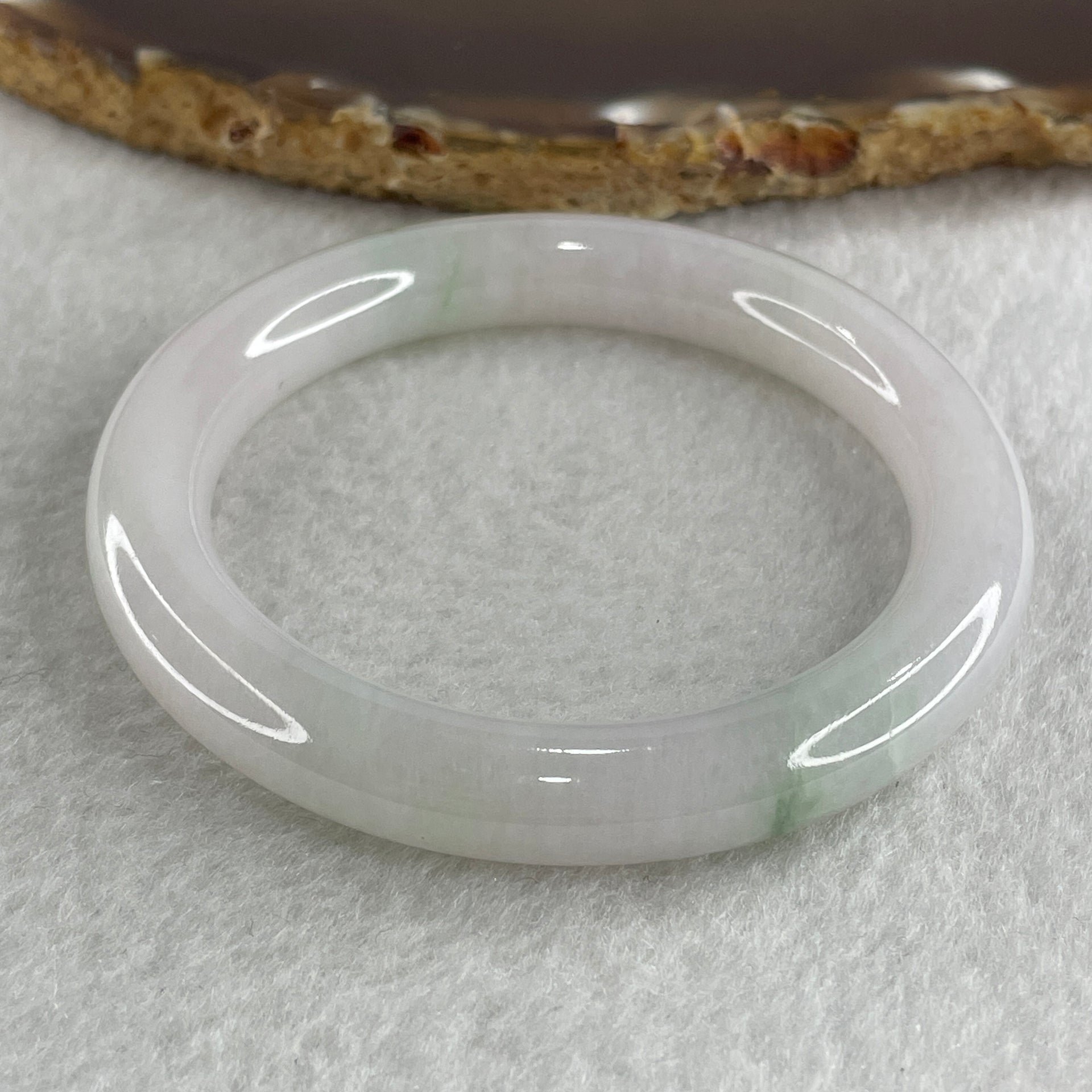 Type A Near White ( Faint Lavender) with Green Piao Hua Jadeite Bangle Internal Diameter 50.8mm 41.02g 9.2 by 9.0mm (Very Very Slight Internal Lines) - Huangs Jadeite and Jewelry Pte Ltd