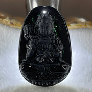 Type A Opaque to Partial Translucent Black Omphacite Jadeite Mahasthamaprapta Bodhisattva Pendant Horse Zodiac Guardian 16.73g 52.1 by 34.6 by 7.6mm - Huangs Jadeite and Jewelry Pte Ltd