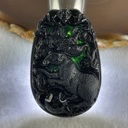 Type A Opaque to Partial Translucent Black Omphacite Jadeite Rabbit Pendant 25.89g 60.2 by 39.8 by 8.9mm - Huangs Jadeite and Jewelry Pte Ltd