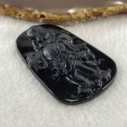 Type A Opaque to Partial Translucent Black Omphacite Jadeite Milo Laughing Buddha Pendant 22.86g 64.6 by 40.5 by 8.7mm - Huangs Jadeite and Jewelry Pte Ltd