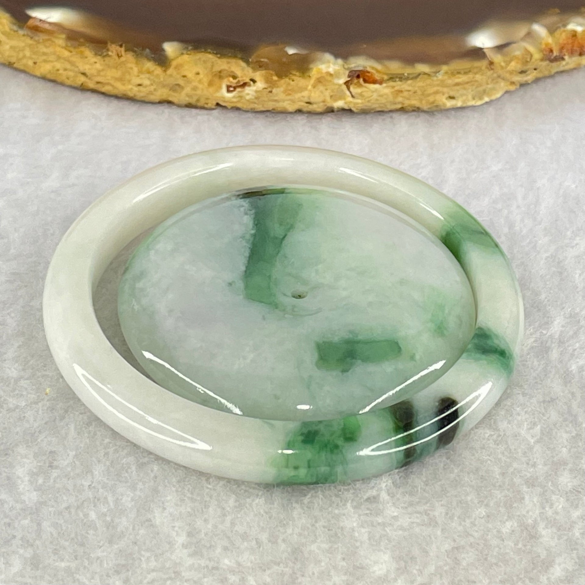 Type A Green Lavender with Green Piao Hua Baby Jadeite Bangle Inner Diameter 45.8mm and Ping An Kou Donut Set 44.52g 6.5 by 6.0mm 42.6 by 8.1mm - Huangs Jadeite and Jewelry Pte Ltd