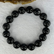 Natural Black Rutilated Quartz Beads Bracelet 天然黑发水晶手链 45.82g 17.5cm 12.8mm 16 Beads - Huangs Jadeite and Jewelry Pte Ltd