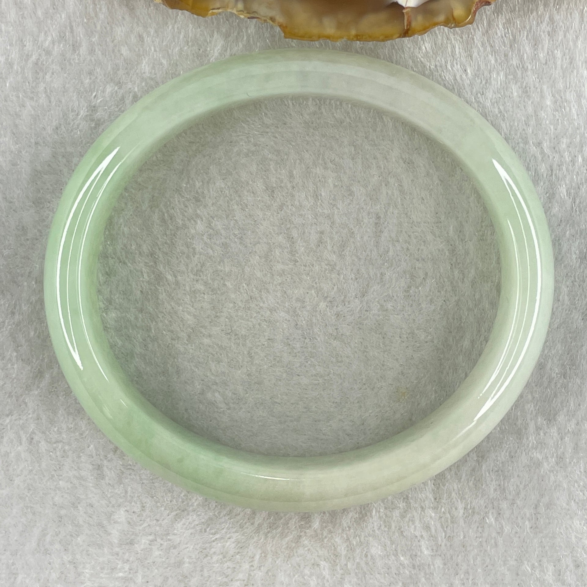Natural Type A Light Green with White and Yellow Jadeite Oval Bangle 36.02g Inner Diameter 52.1mm 12.7 by 6.2mm (Close to Perfect) - Huangs Jadeite and Jewelry Pte Ltd