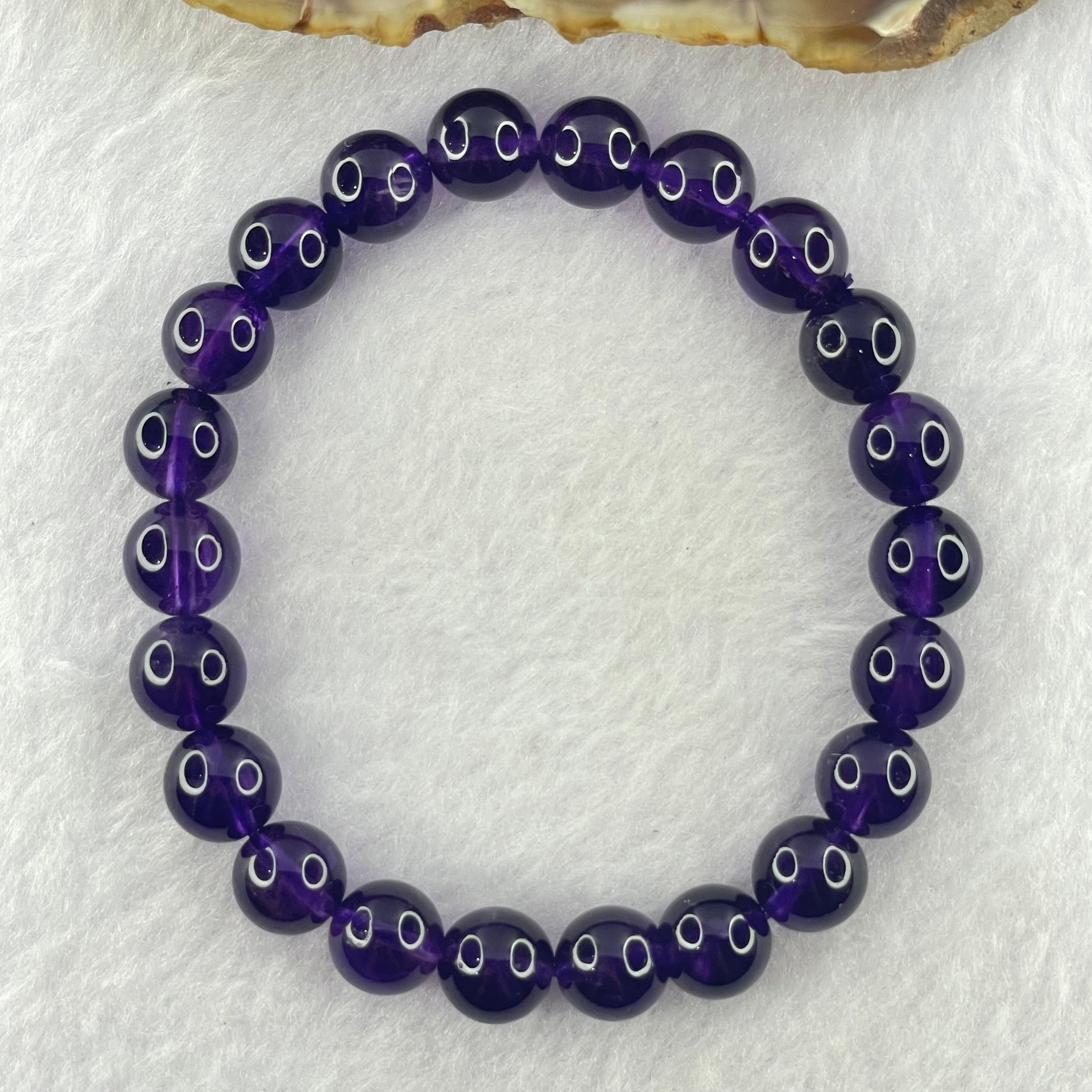 Good Grade Natural Amethyst Bracelet 23.36g 16.5cm 9.4mm 22 Beads - Huangs Jadeite and Jewelry Pte Ltd