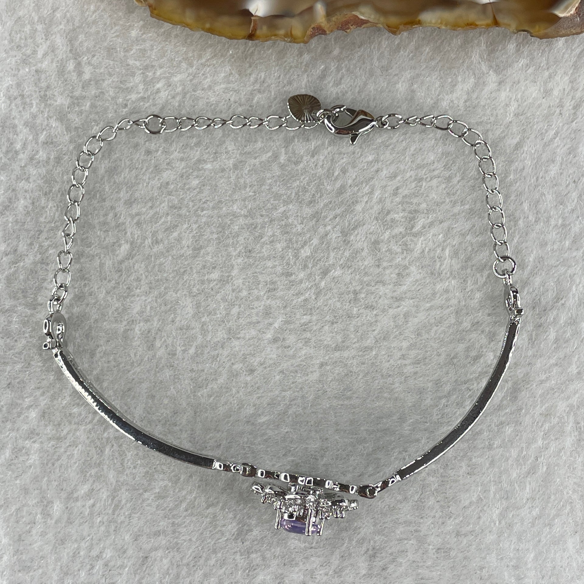 Natural Purple with Colorless Cubic Zirconia Beads Bracelet in S925 Sliver 6.99g 5.8 by 2.0mm - Huangs Jadeite and Jewelry Pte Ltd