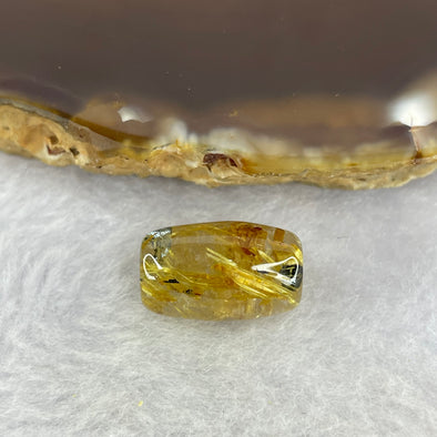 Good Grade Natural Golden Rutilated Quartz Crystal Lulu Tong Barrel 天然金顺发晶水晶露露通桶 2.19g 14.7 by 9.4mm - Huangs Jadeite and Jewelry Pte Ltd