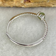 Type A Semi Icy Green Cabochon Jadeite in S925 Sliver Ring (Adjustable Size) 0.98g 3.5 by 1.8mm - Huangs Jadeite and Jewelry Pte Ltd