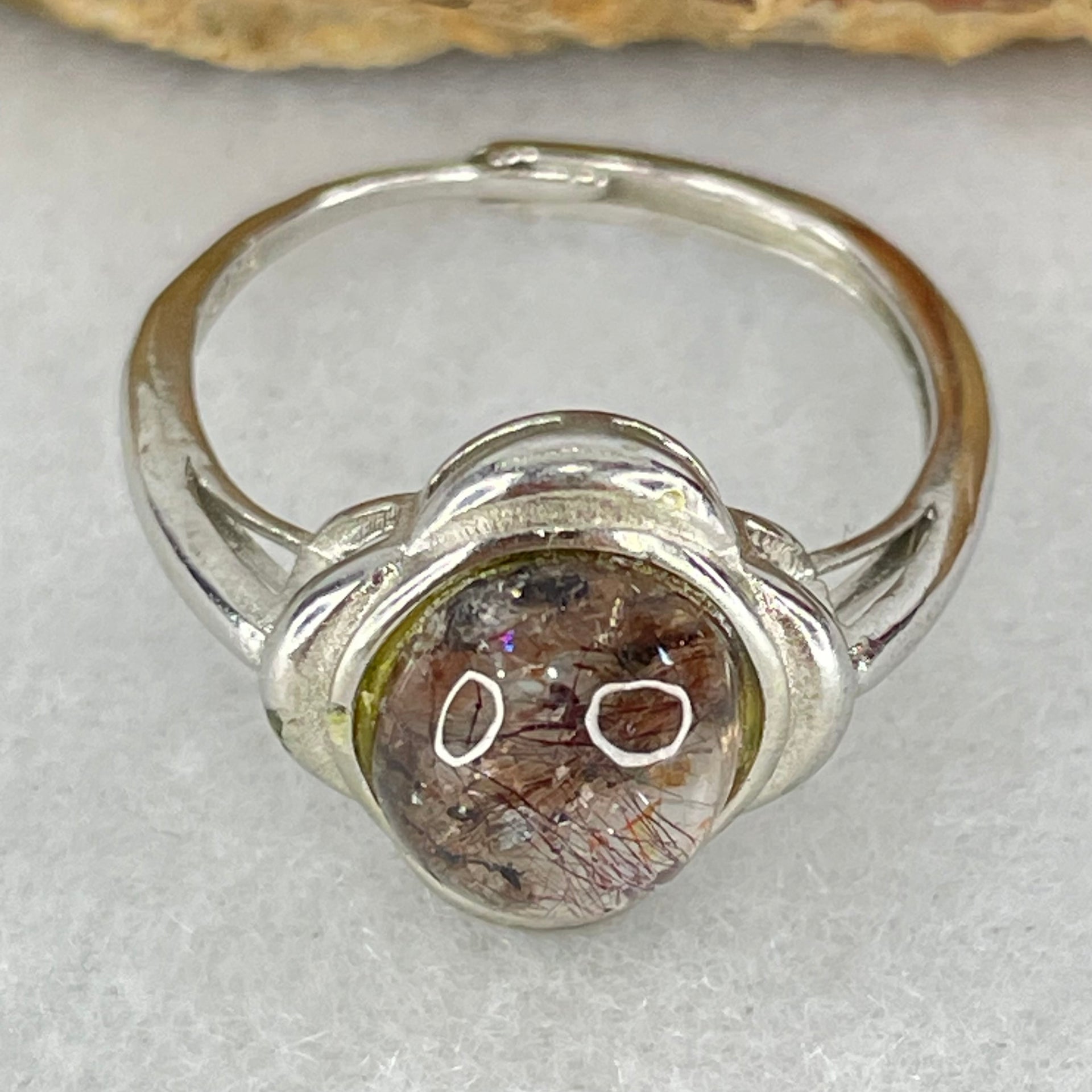 Above Average Grade Natural Super 7 Quartz in S925 Sliver Ring (Adjustable Size) 2.38g 9.0 by 8.0 by 5.0mm - Huangs Jadeite and Jewelry Pte Ltd