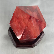 Cherry Quartz Tower with Wooden Stand Display 1733.9g 120.0 by 111.0 by 250.0mm - Huangs Jadeite and Jewelry Pte Ltd