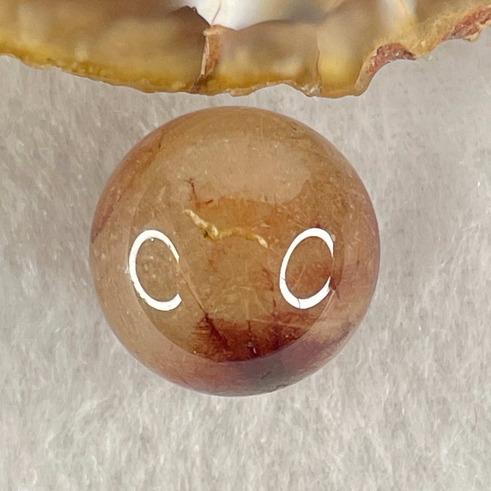 Average Grade Natural Copper Rutilated Quartz Sphere Ball 5.31g 15.6mm - Huangs Jadeite and Jewelry Pte Ltd