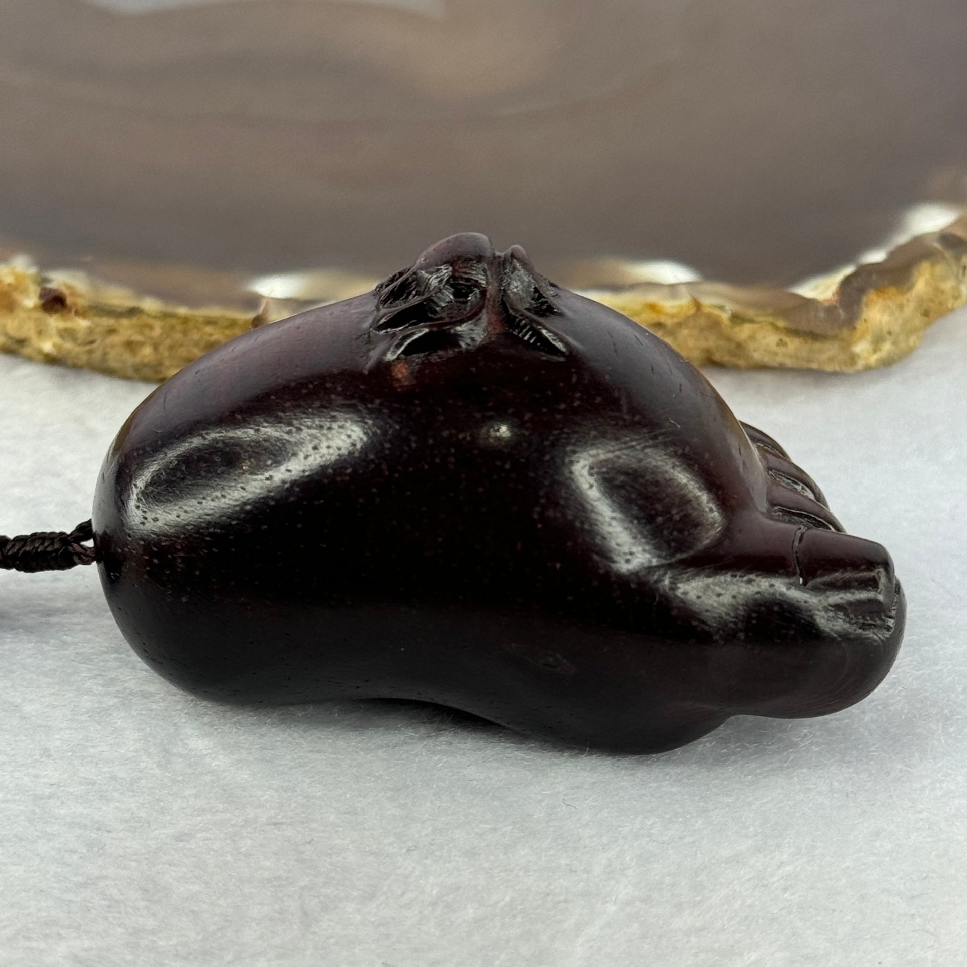 Natural African Zitan Rosewood Spider on Foot Handplay 非洲紫檀木知足常乐手把件 54.87g 58.8 by 39.5 by 33.3mm - Huangs Jadeite and Jewelry Pte Ltd