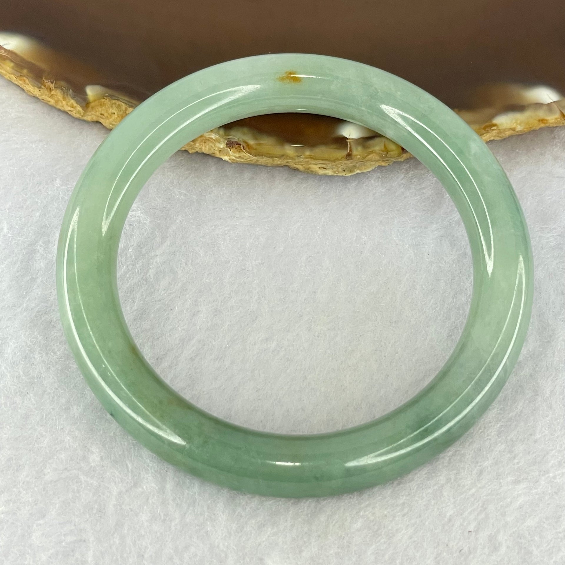 Type A Blueish Green Jadeite Bangle Internal Diameter 53.9mm 43.94g 9.3 by 9.3mm (Internal Lines) - Huangs Jadeite and Jewelry Pte Ltd