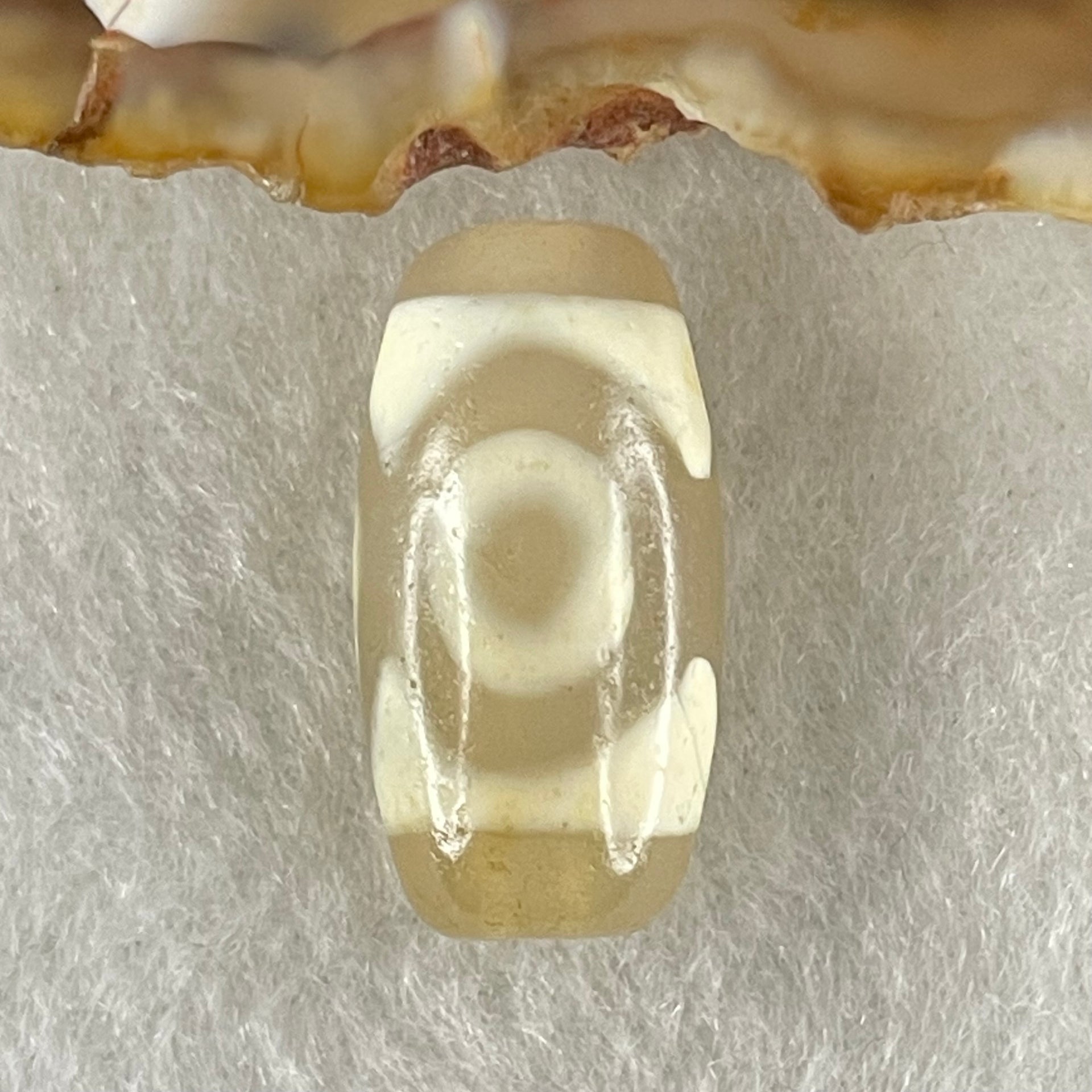 Natural Powerful Tibetan Old Oily Agate 3 Eyes Dzi Bead Heavenly Master (Tian Zhu) 三眼天诛 3.10g 20.0 by 10.5mm - Huangs Jadeite and Jewelry Pte Ltd