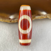 Natural Powerful Tibetan Old Oily Red White Agate One Eye Earth Element Dzi Bead Heavenly Master (Tian Zhu) 一眼土元素天珠 10.09g 37.4 by 13.2mm - Huangs Jadeite and Jewelry Pte Ltd