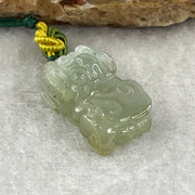 Natural Type A Semi-Icy Green with Brownish Jadeite Pixiu with Ruyi Charm | Wealth Beast & Wish Fulfillment Talisman (4.39g | 21.4 x 12.5 x 7.9mm) - Huangs Jadeite and Jewelry Pte Ltd