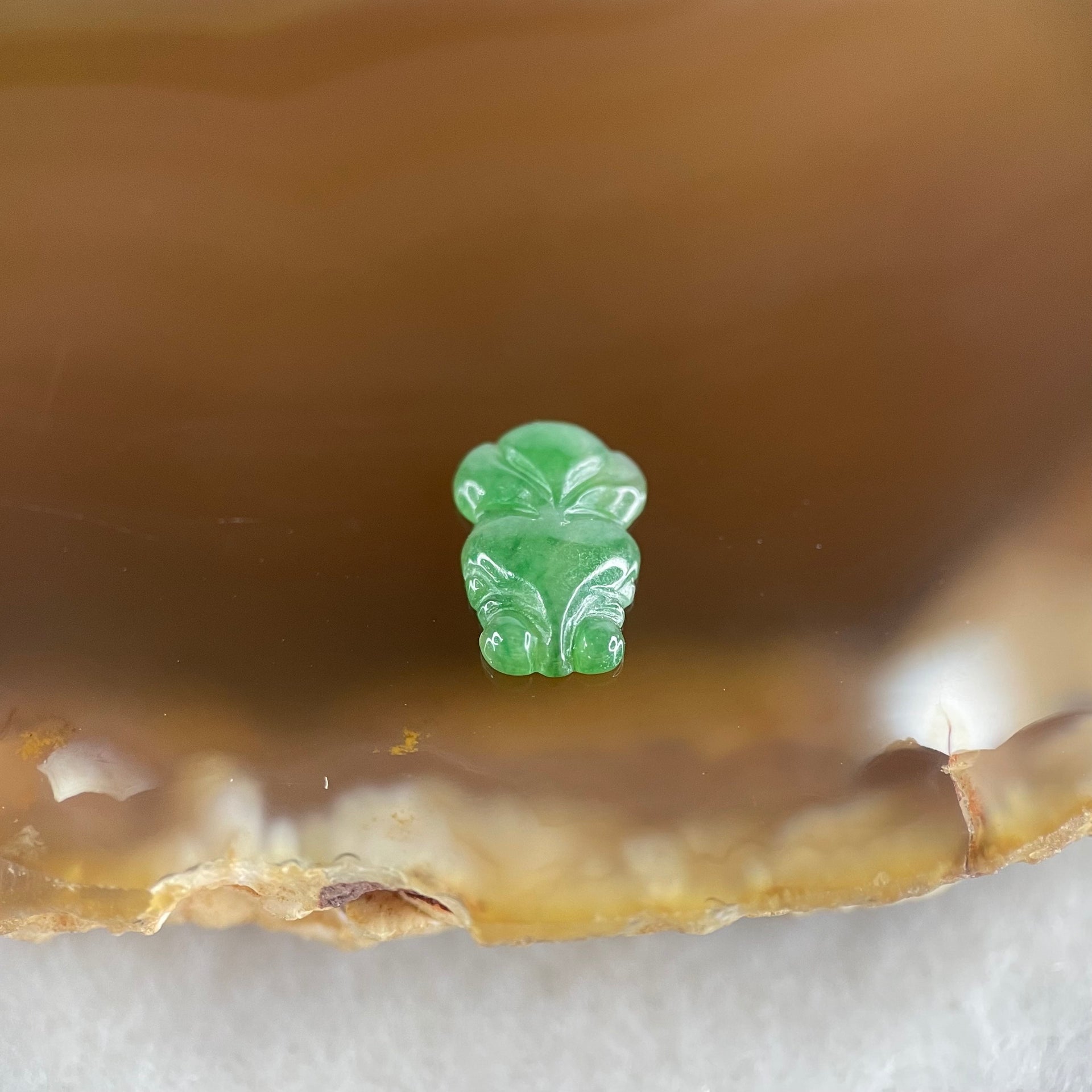 Type A Old Mine Full Green Jadeite Goldfish Charm Stone For Setting 0.20g 9.4 by 6.1 by 1.8mm - Huangs Jadeite and Jewelry Pte Ltd